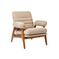 **Fauteuil en tissu beige avec structure en bois**