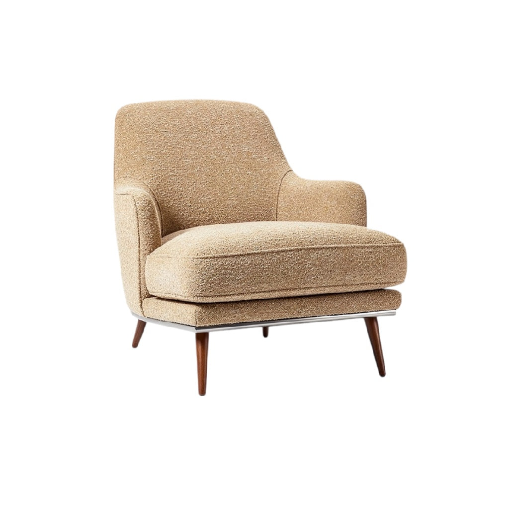 **Fauteuil moderne en tissu texturé avec pieds en bois**