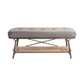 **Banc de rangement en bois et métal avec assise rembourrée**