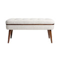 **Pouf contemporain en tissu avec pieds en bois**