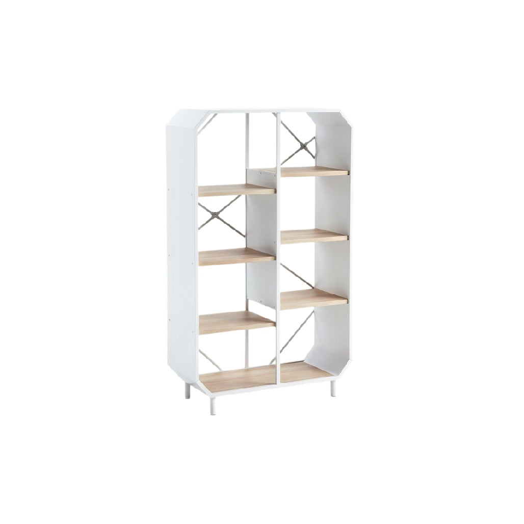 **Étagère moderne en métal et bois avec 6 niveaux de rangement**